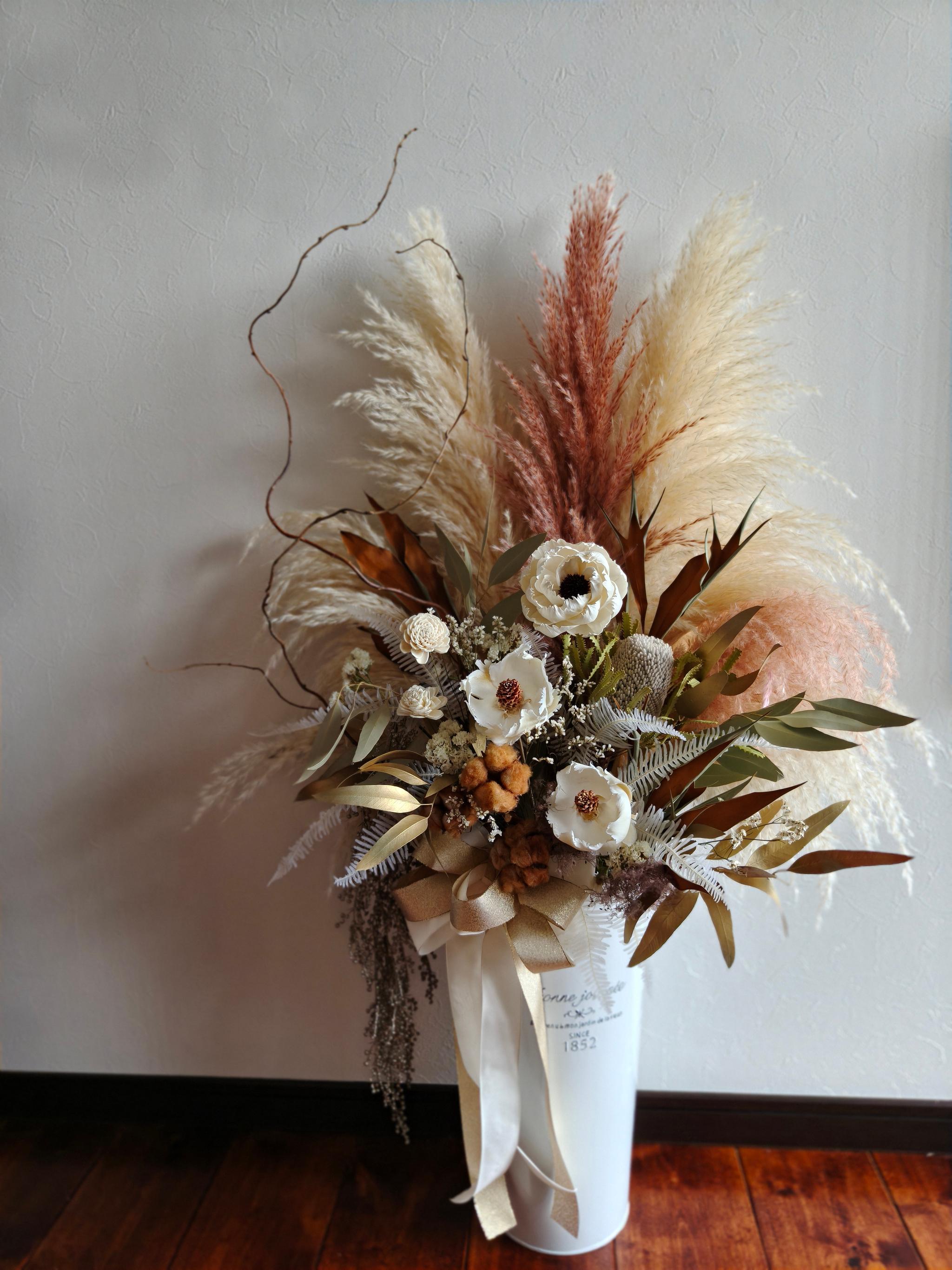 Tomo様専用ページ：お洒落ドライフラワーのお祝い花 　スタンド花パンパスグラス 開店祝い新築祝い　インテリア店舗装飾 | 6枚目